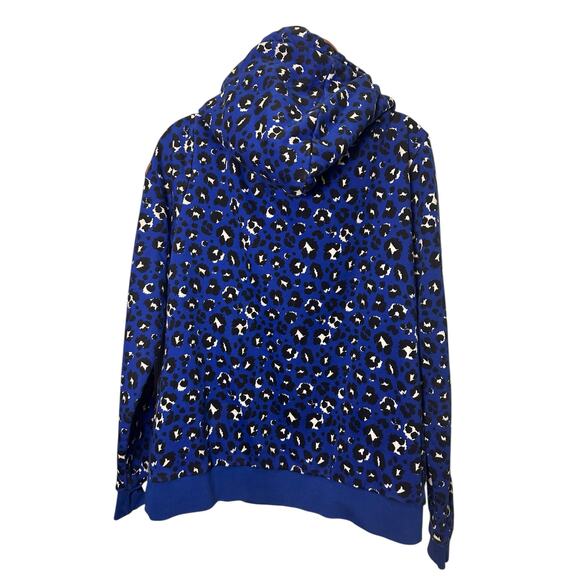 *SOLD* Wanakome Leopard Print Hoodie Blue Black Cozy Fleece Lined XL Gorpcore - Picture 3 of 12